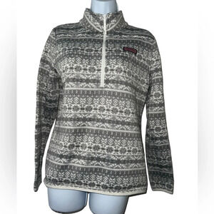Vineyard Vines Grey Fair Isle Knit Qurarter Zip Pullover Jacket Sz SM
